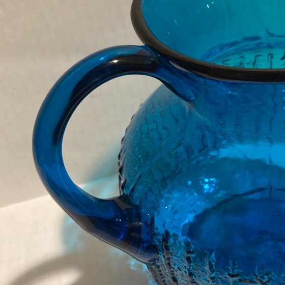 Vintage Bischoff/Indiana Handcraft Hand Blown Glass Ribbed Textured Pitcher - Picture 3 of 7